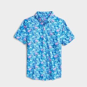Vineyard vines Boys' Windjammer Flamingo Short-Sleeve Button-Down Shirt size XL
